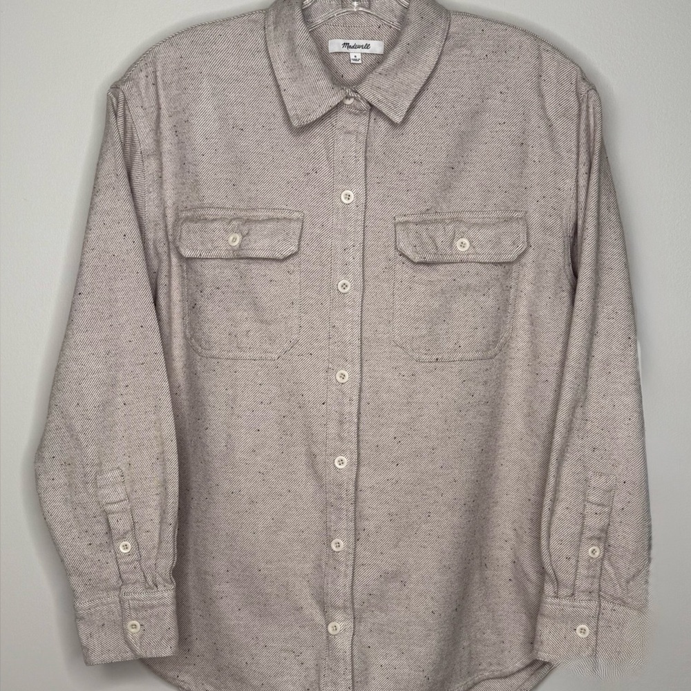 Madewell Women's Speckled Tan Button Down Shirt